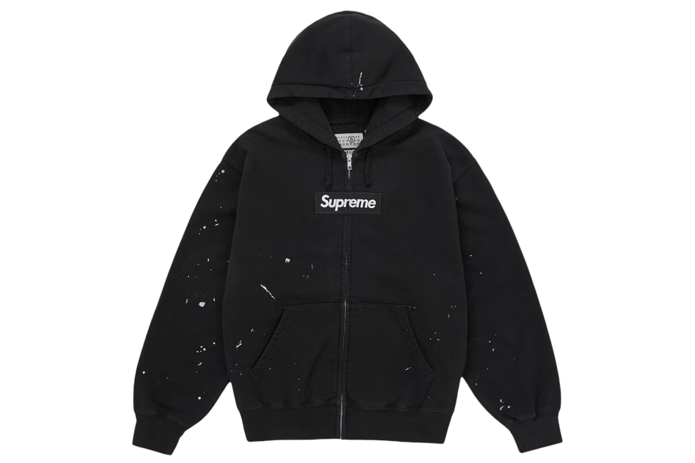 Supreme MM6 Maison Margiela Box Logo Zip Up Hoodie Black