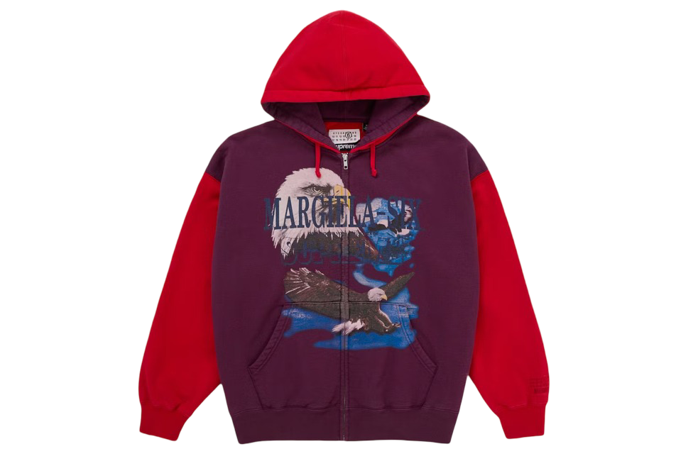 Supreme MM6 Maison Margiela Eagle Zip Up Hoodie Red